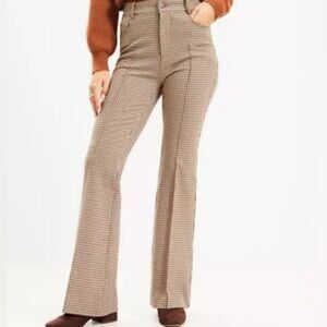 NWOT LOFT Beige Checkered Bootcut Pants